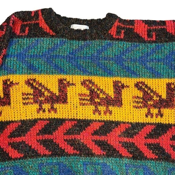 Vintage 90s Fabe Colorful Sweater with Metallic Threads. Sz M. Great Condition! - Picture 4 of 11